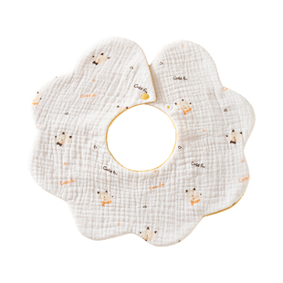 莱茵森宝宝口水巾婴儿围嘴a类纯棉纱布0到3个月男女新生花瓣围脖