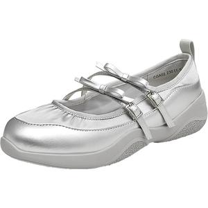 Tata他她银色休闲玛丽珍女鞋运动芭蕾风鞋新款浅口单鞋正品奥莱