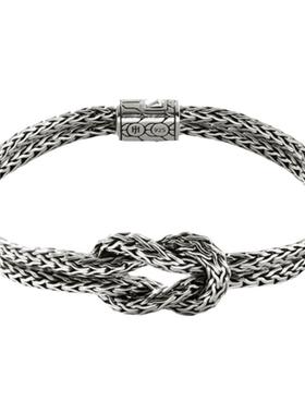 JH男925银手工编织爱情素链手链