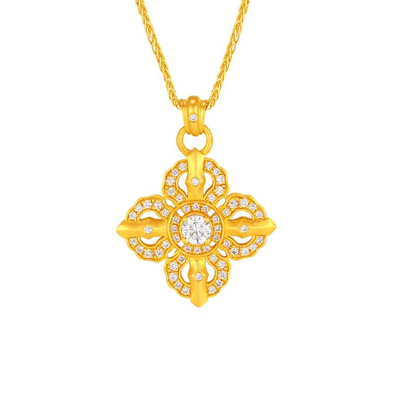 黄金镶宝石吊坠