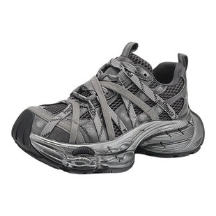 星期六时尚厚底老爹鞋女鞋子2025冬季新款超火百搭绑带运动休闲鞋