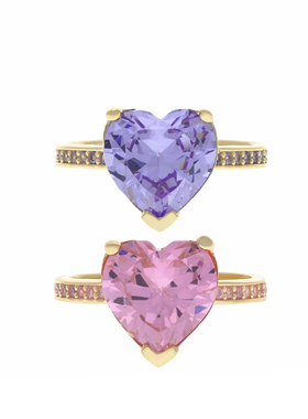 ins戒指巨美辣妹粉紫色14K包金