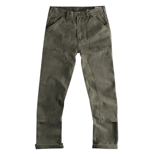 阿美咔叽井下工装裤WABASH拔染蓝色条纹直筒长裤男复刻潮流原色裤