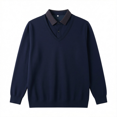 啄木鸟加绒加厚毛衣衬衫领毛衫男