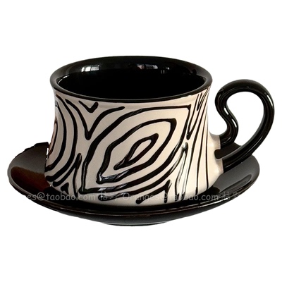 中古风手绘年轮咖啡杯碟下午茶杯