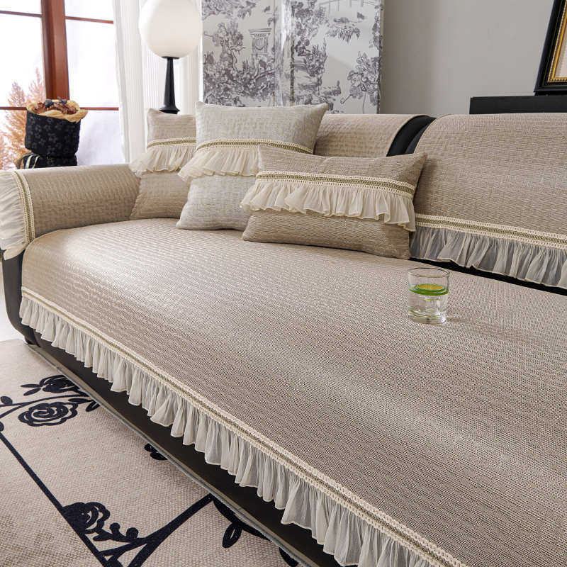 2025新款夏季凉席沙发垫法式现代简约凉感固定防滑高级感直排坐垫