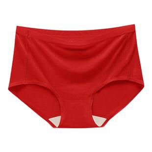 莫代尔内裤女2026新款中高腰蚕丝抗菌底档三角裤本命年大红色短裤