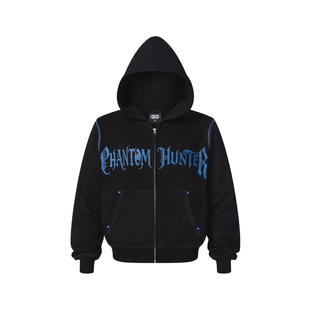 Phantomhunter芬特亨克 25FW 原创烫钻印花短版男女拉链连帽卫衣