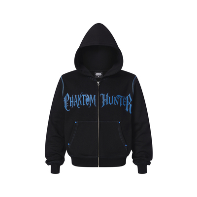 Phantomhunter芬特亨克 25FW 原创烫钻印花短版男女拉链连帽卫衣