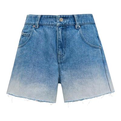 lostinecho毛边渐变牛仔短裤