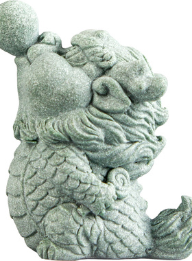 逗兽记青砂石泡泡龙国潮桌面摆件