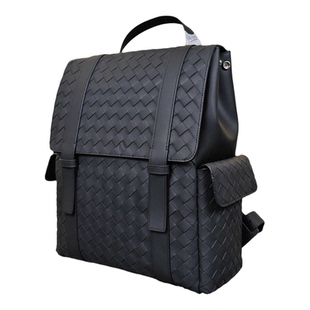 背包男款2025新款真皮编织大容量休闲男士双肩包时尚出差旅行书包