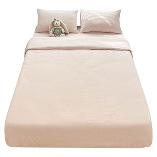 水洗棉迷你浅粉格日式床单单件全棉被单纯色格子被套可配三四件套