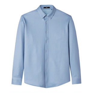 HLA/海澜之家保暖长袖衬衫25秋冬新款条纹扣领尖领加绒利落上衣男