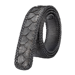 高端品质蟒蛇皮皮带不带头男款腰带条纯手工编织带身打孔宽3.8CM