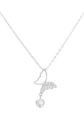 s925纯银蝴蝶时尚吊坠项链女小众