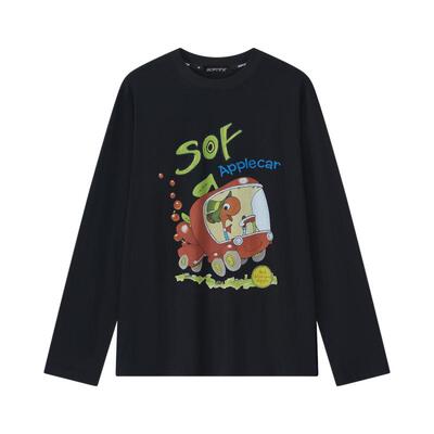 SOFITTE 25春夏女士黑色蛇年限定趣味印花长袖T恤银泰百货 301355