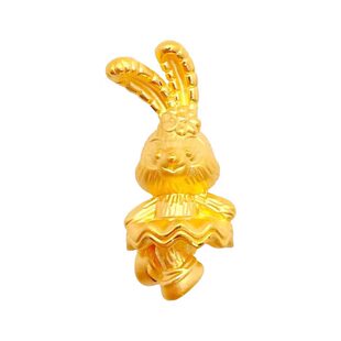 999足金玲娜贝尔黄金吊坠可爱卡通 琳娜贝儿小狐狸项链串珠送女友
