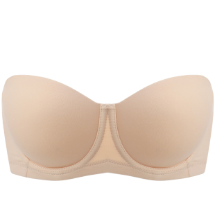 糖粒蹦迪无肩带无痕内衣女防滑聚拢抹胸婚纱大胸防下垂大码文胸罩