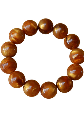 树脂仿海柳金丝圆珠手链男女款