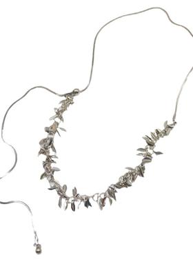 麦穗金属蛇骨链女抽拉可调节项链