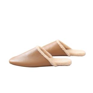 慵懒风秋冬季新款羊皮加绒平底貂毛穆勒拖办公室真皮毛毛半拖鞋女