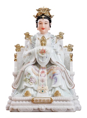 汉白玉三霄娘娘神像摆件三霄圣母