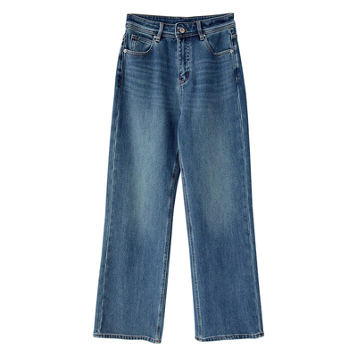 【长腿担当】显瘦不臃肿！舒适四面弹窄版加绒阔腿牛仔裤休闲长裤