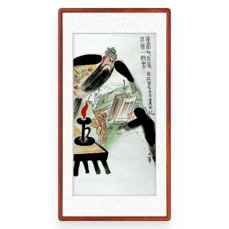 手绘国画王文华关公武财神装饰画