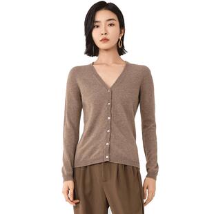 GOBI戈壁秋冬修身V领长袖羊绒衫女士开衫山羊绒针织衫上衣WK03