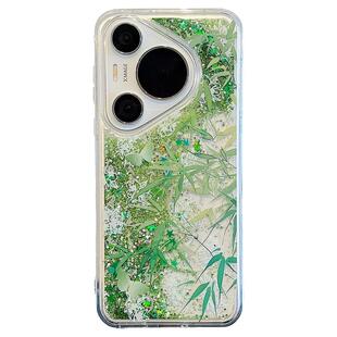 拓岚 适用华为pura70pro+手机壳新中式绿色竹林蝴蝶花朵p60流沙解压mate70/60/50/40pro链条挂绳防摔网红女款