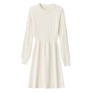 秋季法式毛衣针织连衣裙女装秋冬2024新款小个子中长款打底冬裙子