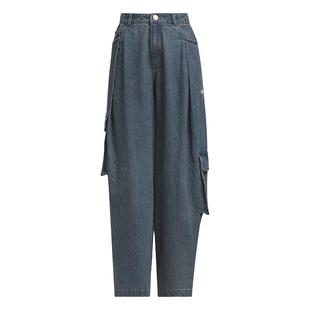 阿迪达斯三叶草女裤秋季新款DENIM CARGO 牛仔裤多口袋工装运动裤