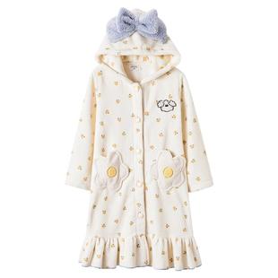 千线艺miiiiichan联名【厚暖山羊绒】女童睡袍冬加厚珊瑚绒家居袍