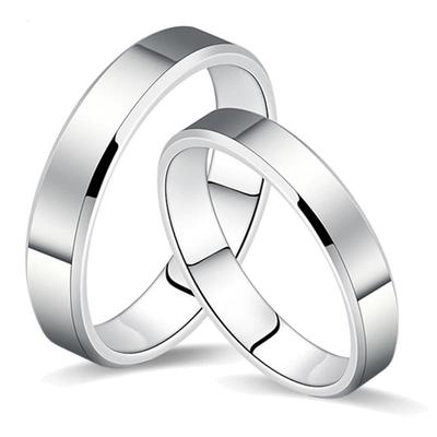 纯银情侣对戒素圈简约闭口戒指