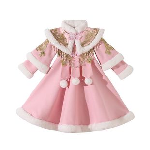 新年战袍女童拜年服2025新款国风儿童汉服冬季加厚旗袍女宝过年服