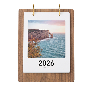 2026年新款实木台历来图定制企业logo商务办公室桌面创意照片日历