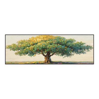 发财树大芬村油画横版挂画客厅沙发背景墙装饰画招财大气客厅壁画