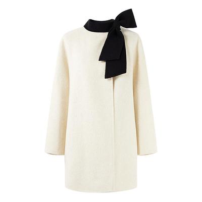 秋水伊人绵羊毛赫本风毛呢外套