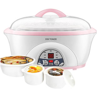 天际电炖炖锅小隔水炖盅宝宝煲汤陶瓷BB煲家用燕窝煮粥2到3人瓦炖