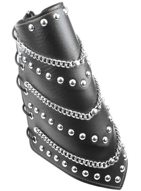 银色圆球铆钉锁链拼接皮质大手带