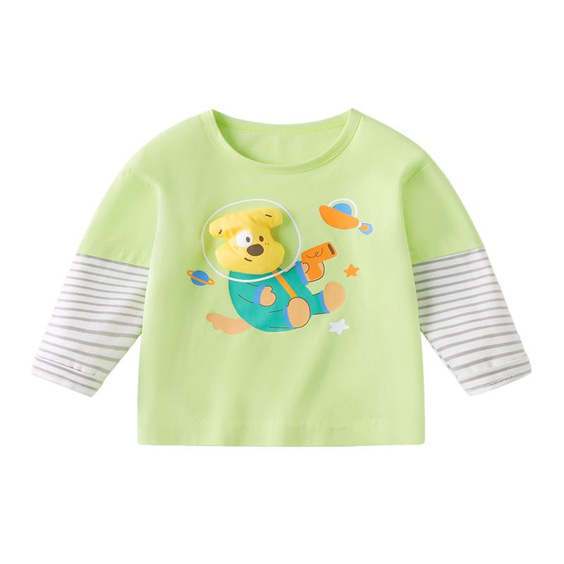 男童T恤春秋纯棉小宝宝上衣长袖春季1婴儿打底衫女童童装儿童春装
