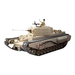 2026拼搭二战军事系列英国丘吉尔步兵坦克装甲车拼装积木玩具男孩