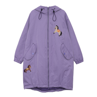 【生肖系列】MOVEUP幻走2025冬季小马保暖连帽绣花长款棉服外套女