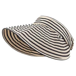 花少刘烨同款条纹宽檐空顶防晒帽子女夏季可折叠便捷大檐遮阳帽潮