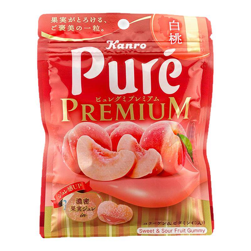 4包包邮现货日本推荐KANRO甘乐Pure心形果汁酸甜水果软糖水蜜桃