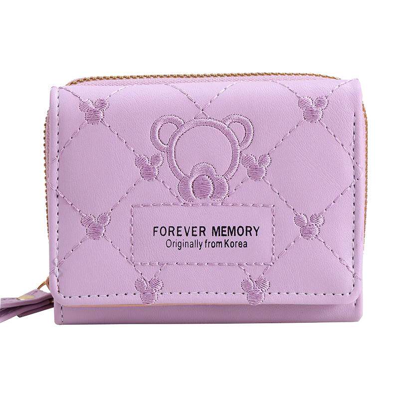 刺绣可爱小熊熊零钱包学生卡包女生钱夹大容量多功能零钱包