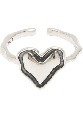 BZV做旧爱心复古纯银开口戒指