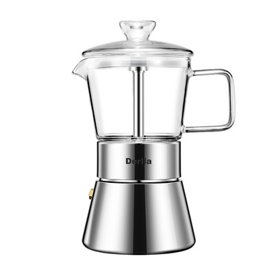 Derlla不锈钢双阀摩卡壶油脂丰富
