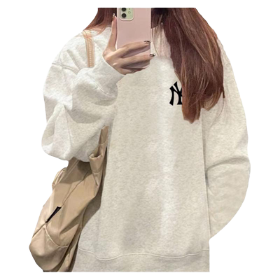 圆领卫衣加绒加厚oversize慵懒风